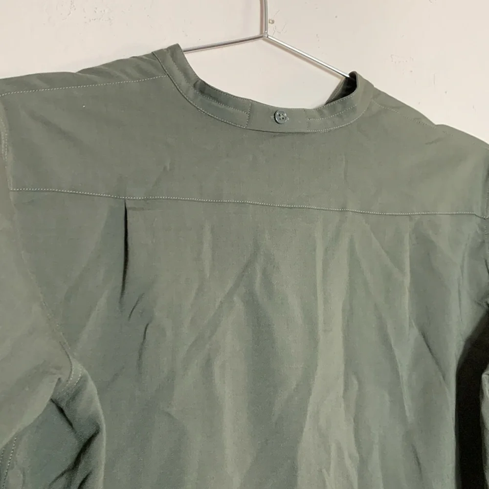 Helmut Lang Blouse Button Down Organza Green Luxe Minimal  Size Small